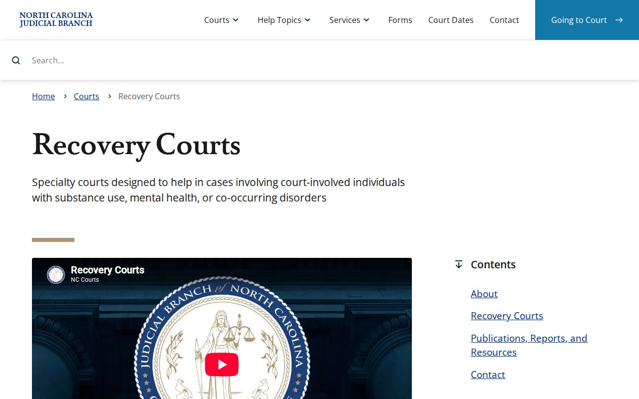 Wilson County criminal docket reference to North Carolina Recovery Courts