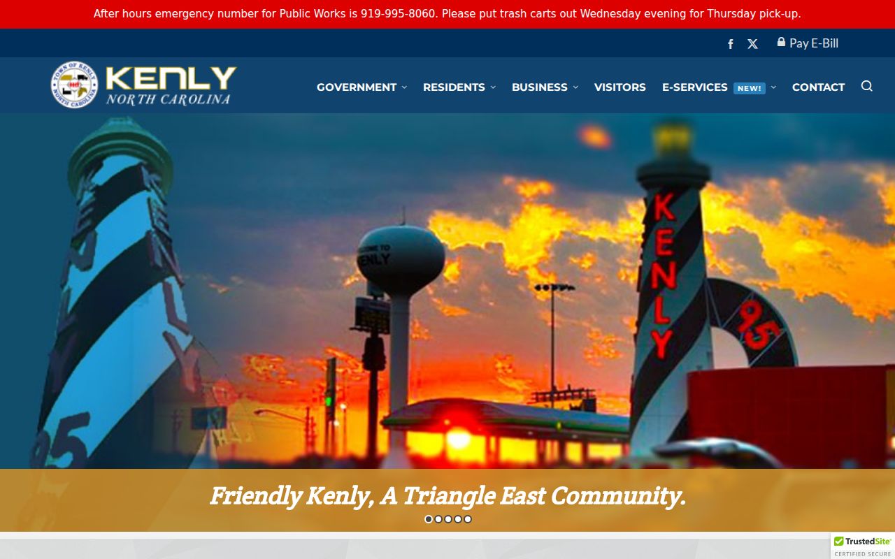 Kenly court docket source showing Kenly town government homepage