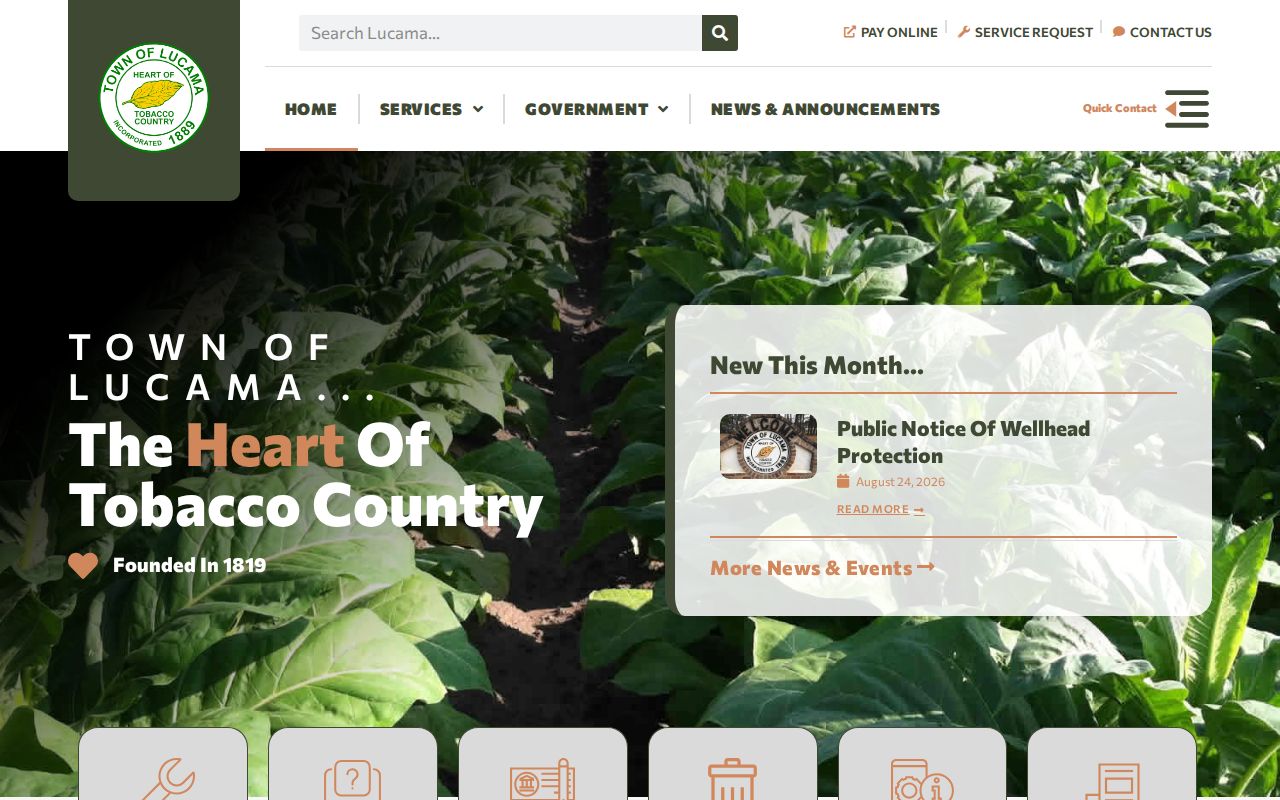 Lucama court docket source showing Lucama town government website