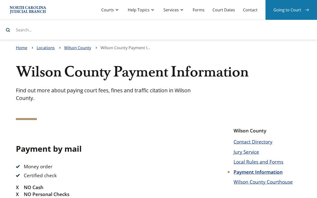 Wilson County traffic court records payment information from the clerk