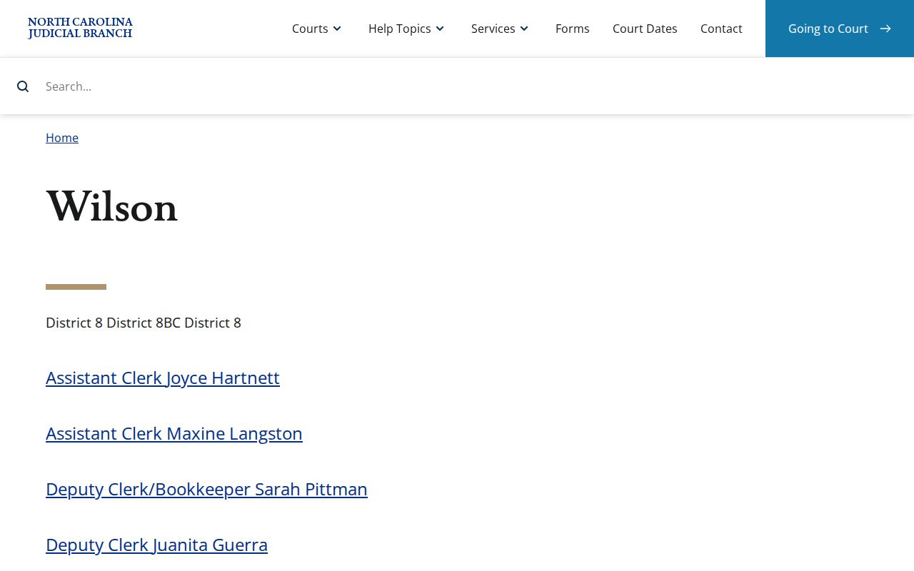 Wilson City court docket source showing Wilson County clerk directory information